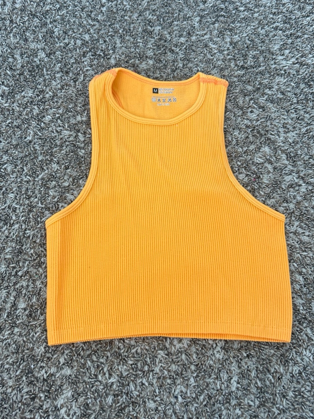SHEIN Ribbed Cropped Tank Top in Bright Orange